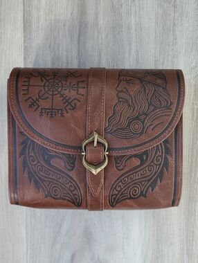 Brown Faux Leather Single Buckle Belt Case Or Crossbody Bag - Fantasy Accessory